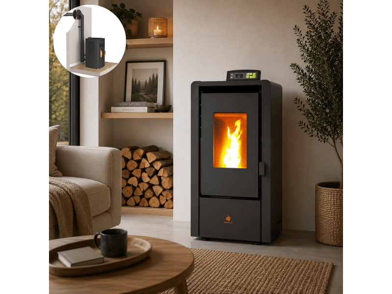 Poêle à granulés étanche emma 6 kw + kit conduit ventouse - noir - Conforama E