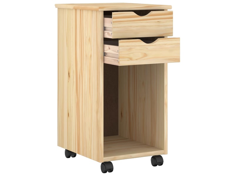  Caisson roulant de bureau, meuble de rangement 34 x 39 x 65,5 cm pin massif marron  - Conforama C