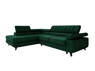 Canapé d'angle gauche fixe 4 places Tissu vert