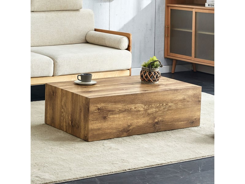  Table basse 90 x 50 x 30 cm forme rectangulaire aspect bois mdf pieds antidérapants style luxe moderne  - Conforama A