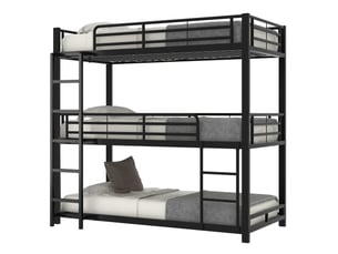 Lit superposé 90x200 cm <strong>MERAX</strong>  <strong>lit enfant noir</strong> coloris noir