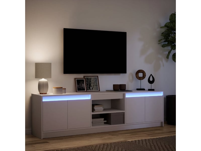  Meuble tv - banc tv - meuble de rangement avec led blanc 180x34x50 cm bois d'ingénierie  - Conforama E