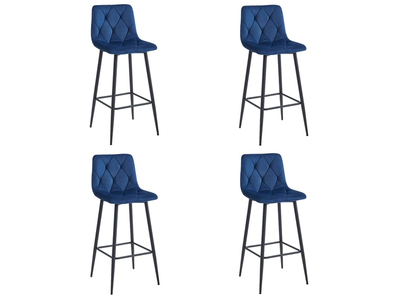 Family tabouret de bar nado - velours bleu marinepieds noirs x 4  - Conforama A