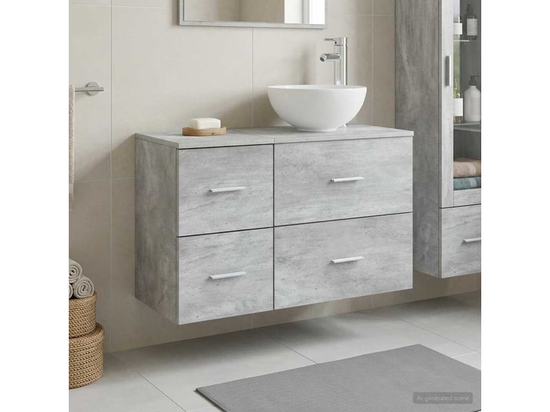  Ensemble de mobilier de salle de bain 2 pcs gris béton shl3621  - Conforama B