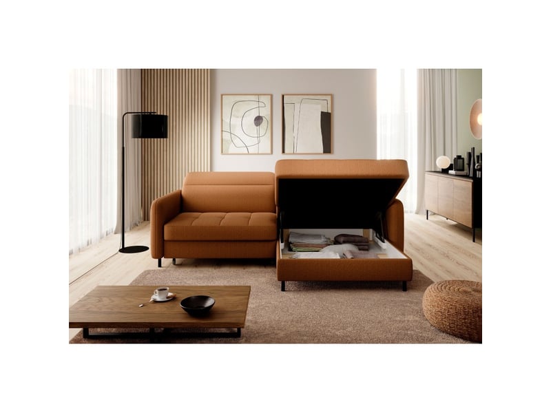 Canapé d'angle collection goumsi coloris jaune orangé - Conforama D