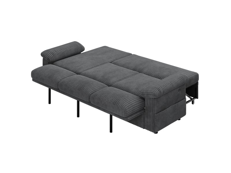  Canapé d'angle convertible 214x138,5x89 cm réversible gris  - Conforama D