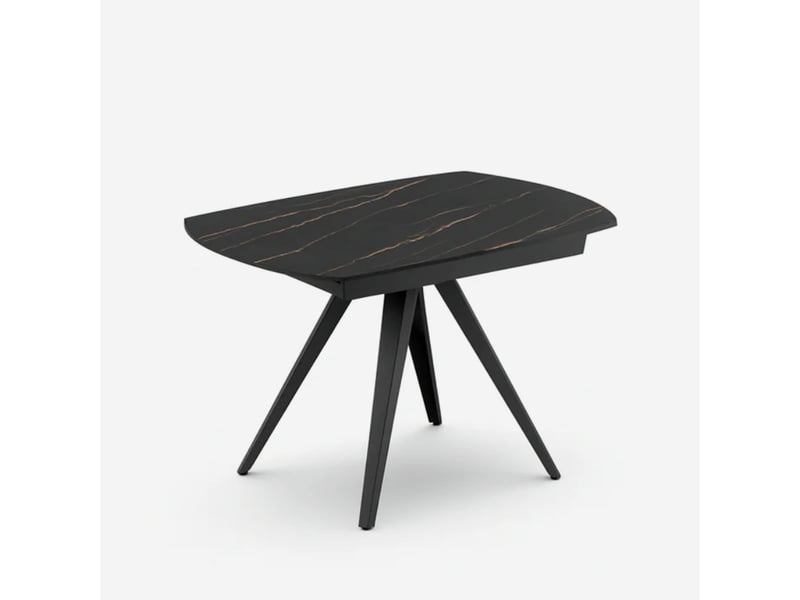  Table de salle à manger extensible en céramique spin - effet marbre noir  - Conforama A