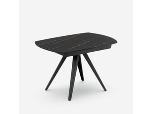 Table de salle à manger extensible en céramique spin - effet marbre noir