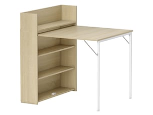 Table extensible avec 3 étagères et plateau rabattable, style industriel, pour cuisine et salle à manger, chêne