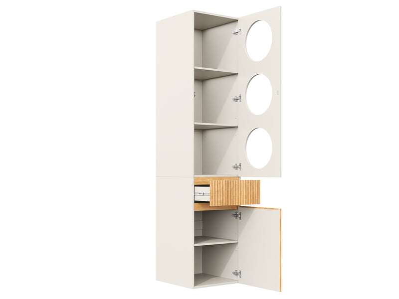  Armoire haute étroite 45x50x200 cm avec 2 portes et 1 tiroir chêne clair  - Conforama W