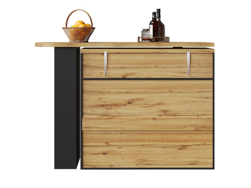  Table bar extensible pivotante 360° avec rangement 138-204 x 39 x 104 cm noire  - Conforama A