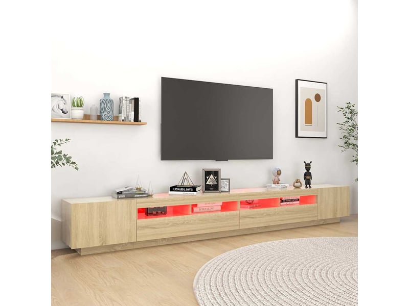 Meuble tv - banc tv - meuble de rangement avec lumières led chêne sonoma 300x35x40 cm - Conforama D