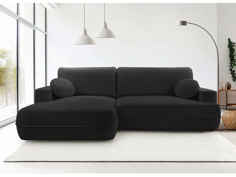  Canapé d’angle avec fonction lit peoni 267 cm noir élégant g Peoni - Conforama B
