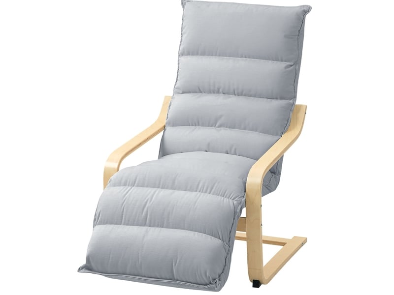  Fauteuil à bascule relax avec repose-pieds réglable, dossier haut et assise rembourrée en velours gris clair  - Conforama A