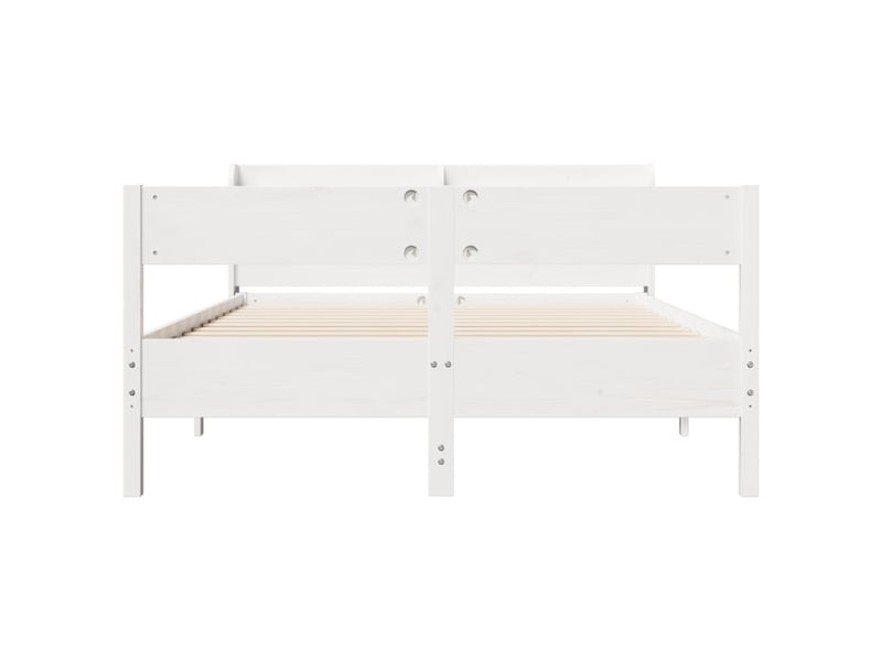  Lit double- lit adulte -  cadre de lit sans matelas blanc 160x200 cm bois de pin massif  - Conforama C