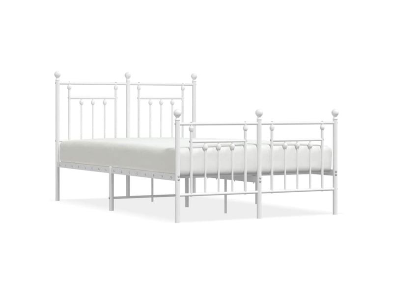 Lit double- lit adulte - cadre de lit métal sans matelas et pied de lit blanc 120x190 cm - Conforama A