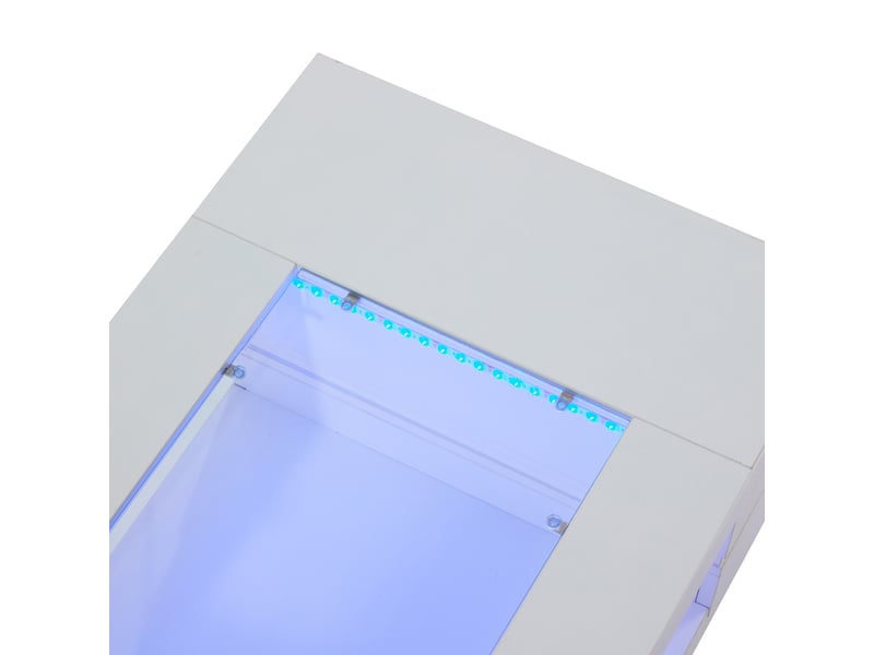  Table basse led avec rangement pour salon 100×50×35 cm en panneaux de particules blanc  - Conforama D