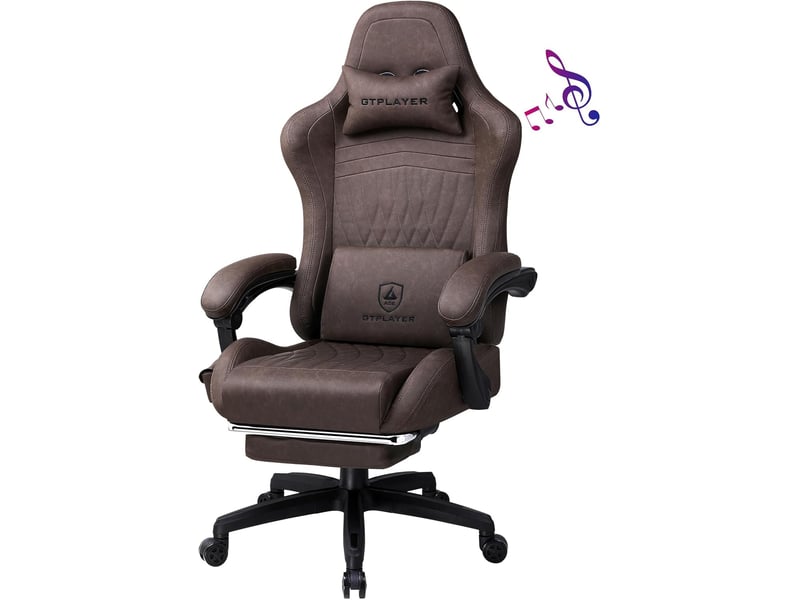  Gtplayer chaise de jeu ergonomique avec repose-pieds et haut-parleurs, 150 kg, marron clair ACE-PRO-LB - Conforama A