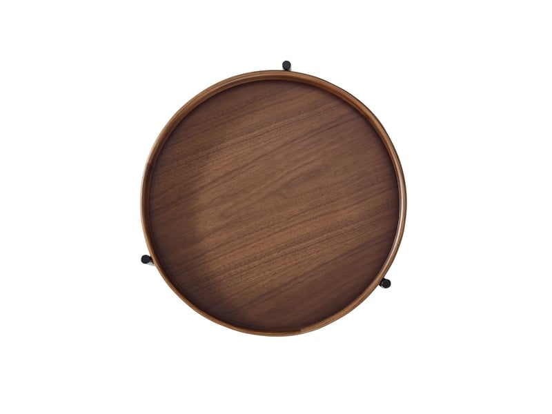  Table basse 44 x 44 x 48 cm design à 2 plateaux forme ronde bois massif et métal 3 coloris montage facile assortie à une table d'appoint  - Conforama D