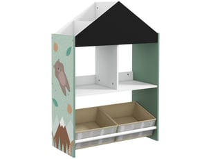 Meuble de rangement pour jouets d'enfants avec étagères et tiroirs amovibles, vert
