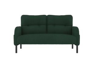 Canapé 2 places en velours côtelé vert émeraude avec fauteuil et pouf modulables pour salon