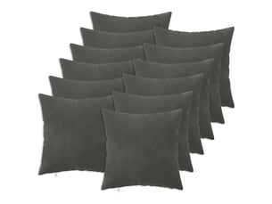 Lot de 12 coussins avec oreiller, coussins décoratifs heerlen gris foncé velours cf50129
