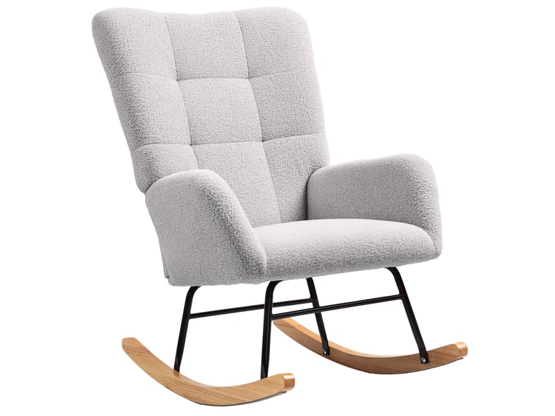  Fauteuil à bascule, housse confortable, rembourrage épais, gris clair  - Conforama B