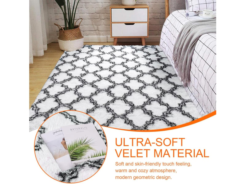  Tapis de décoration, tapis shaggy longues tapis antidérapant pour salon chambre canapé tapis de plancher,super doux, (blanche lanterne, 60 * 120cm) PA308008JJZJ - Conforama C