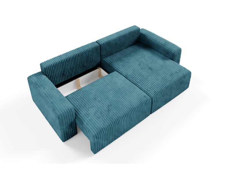  Canapé d'angle convertible cord fano turquoise  - Conforama E