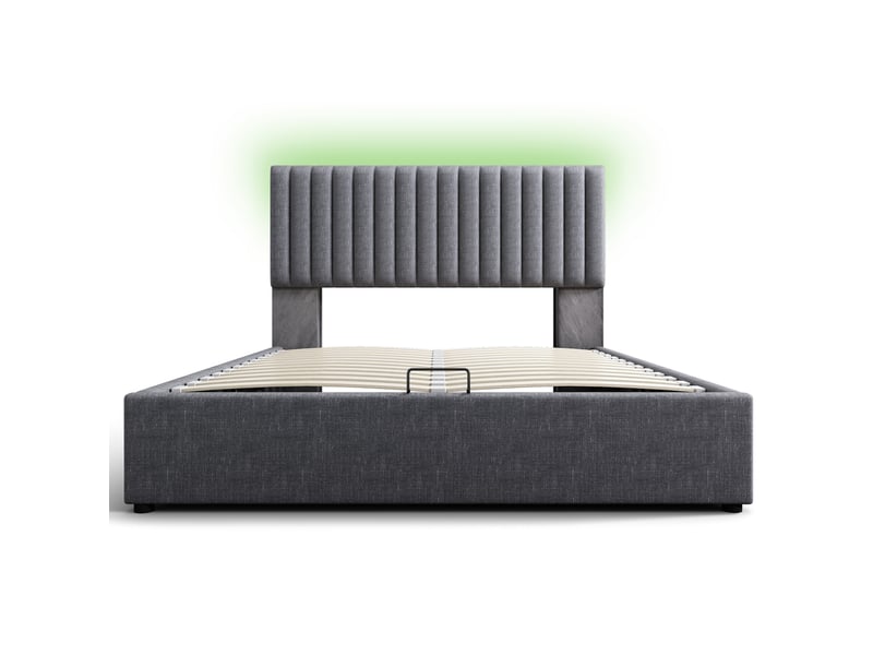 Lit rembourré 90x200 cm - velours rose - chargeur usb-c - cadre à lattes - 1 place - Conforama A