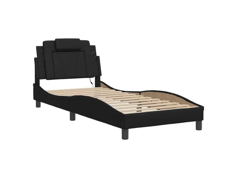 Lit simple- lit adulte - cadre de lit viana avec led sans matelas noir 90x200 cm - Conforama B