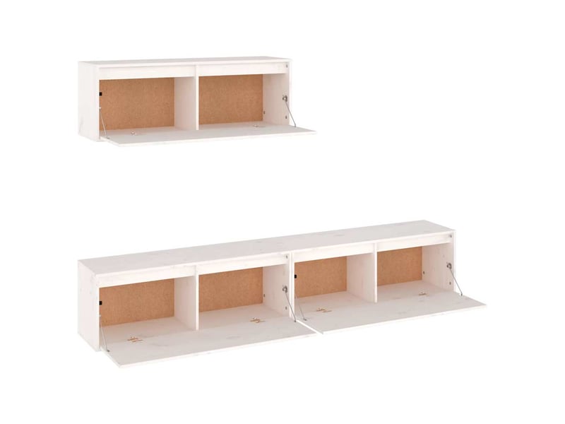  Ensemble de meubles tv - banc tv - meuble de rangement 3 pcs blanc bois massif de pin  - Conforama D