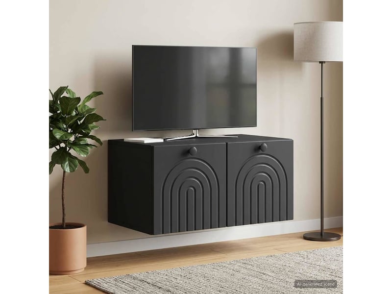  Meuble tv - banc tv - meuble de rangement mural noir 59,5 x 41 x 30 cm bois d'ingénierie  - Conforama D