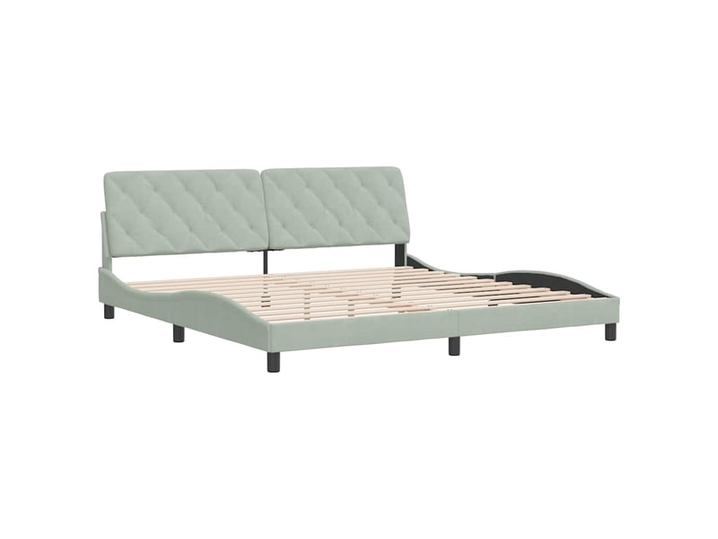  Lit double- lit adulte -  cadre de lit sans matelas gris clair 200x200 cm velours  - Conforama B