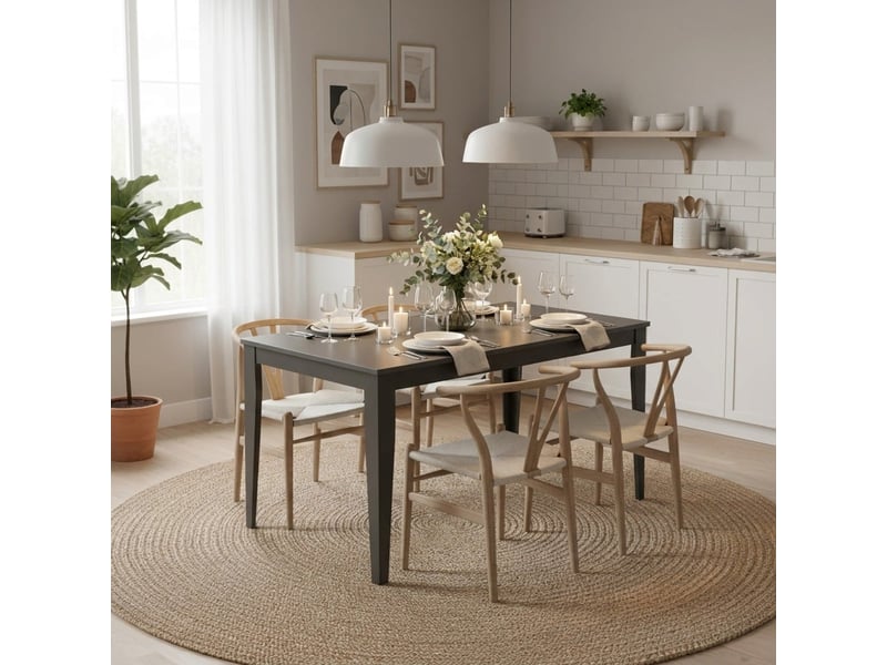  Table extensible en mélaminé avec piètement noir 130290x80 moon - gris  - Conforama B