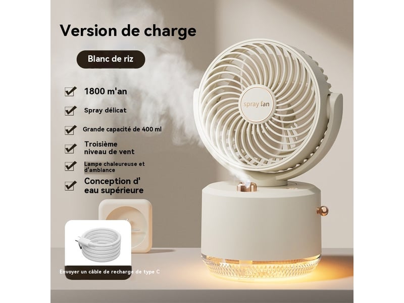  Mini ventilateur de bureau portable usb avec fonction d'humidification  - Conforama D
