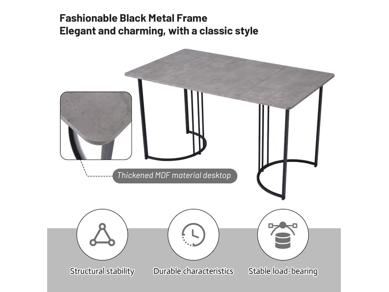  Ensemble salle à manger 5 pièces, table mdf motif marbre, rangement, pieds métal réglables et 4 chaises velours, beige  - Conforama E