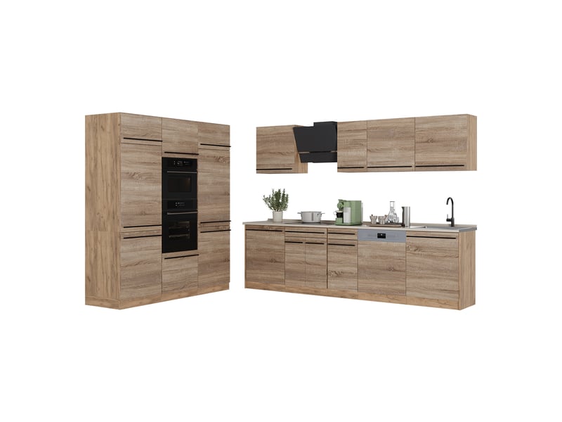  Vicco cuisine, sonomachêne doré, 180cm plan de travail anthracite  - Conforama E