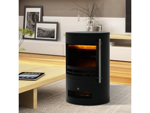 Cheminée électrique avec chauffage, noire, effet flammes led et 9002000 w