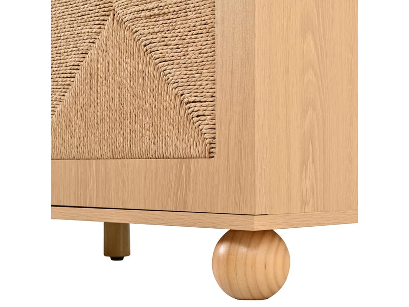  Buffet 2 portes et 3 tiroirs en mdf et panneau de particules naturel 140 x 40 x 80 cm GL9856N - Conforama E