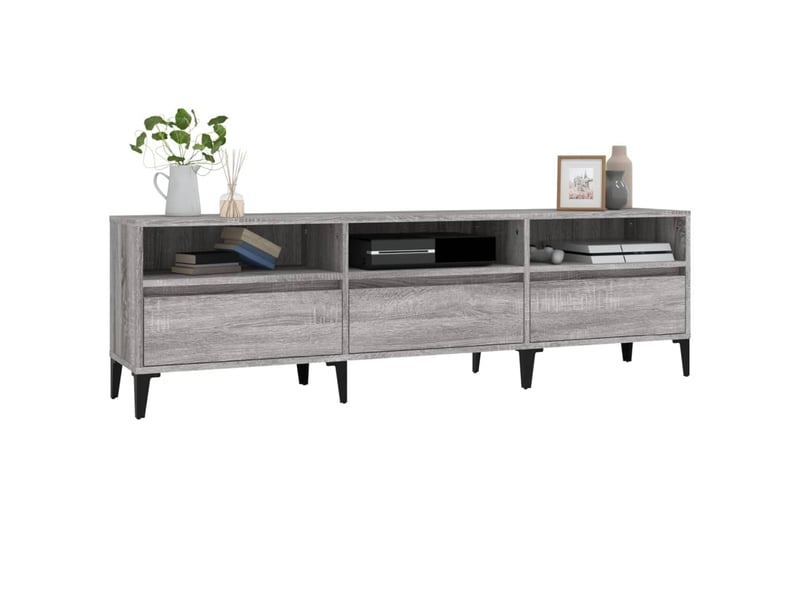  Meuble tv - banc tv - meuble de rangement sonoma gris 150x30x44,5 cm bois d'ingénierie  - Conforama D
