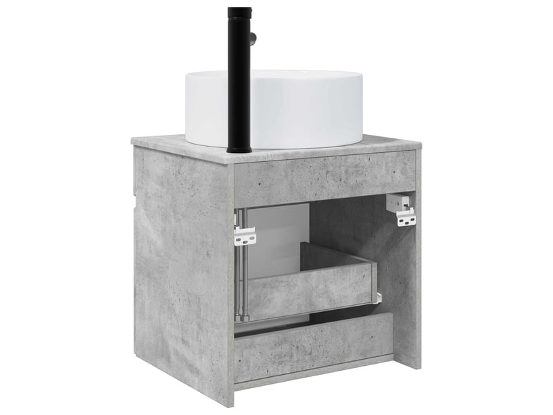  Meuble de lavabo mural, rangement salle de bain gris béton 49x44.5x65.5 cm  - Conforama D