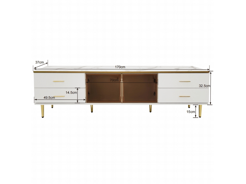  Ensemble meuble tv et table basse – led multicolore – blanc et doré – 170 cm  - Conforama D