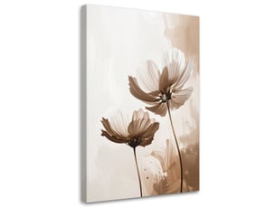 Image sur toile, fleurs beiges dans une composition minimaliste et subtile 80x120
