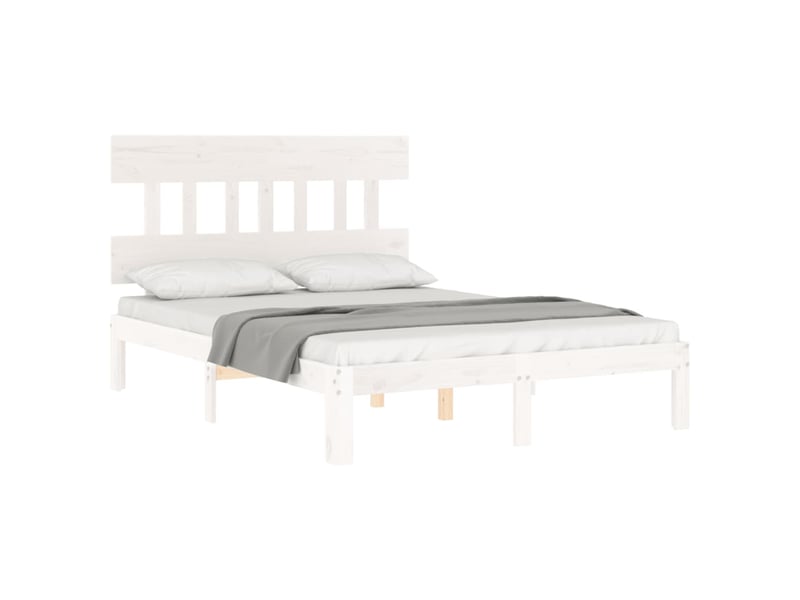  Lit double- lit adulte -  cadre de lit sans matelas blanc 140x200 cm bois de pin massif  - Conforama C