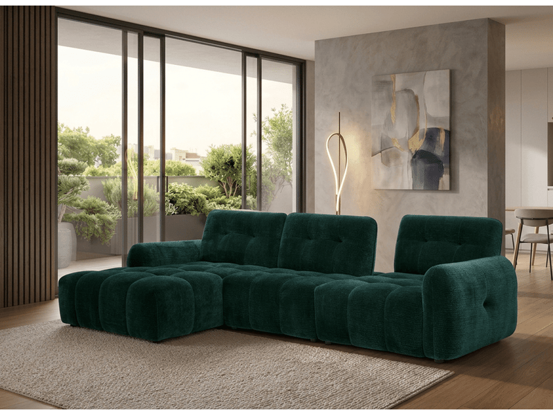 Canapé d'angle en velours tissé vert sapin avec dossier réglable adonis - angle gauche KF8618-M2-VERSAP - Conforama C