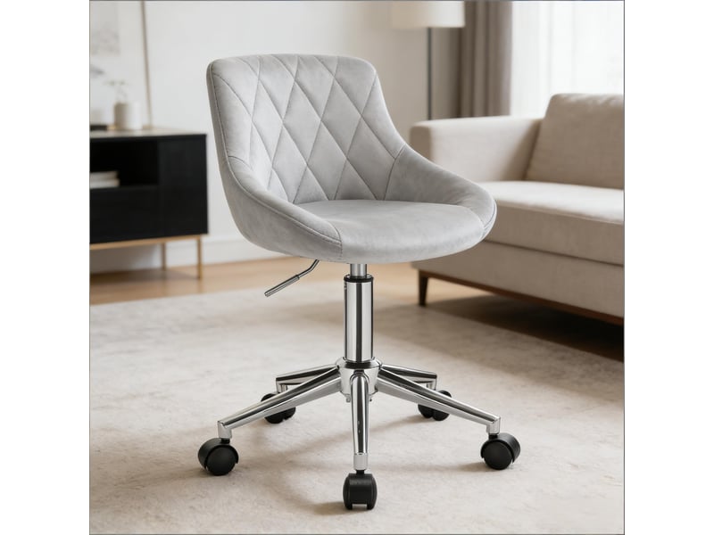  Chaise de bureau pivotante avec hauteur réglable - lpospi - roulettes, dossier bas, velours - gris clair  - Conforama B