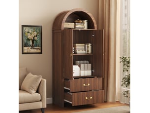 Buffet 2 porte(s) 2 tiroir(s) <strong>HAVRYA</strong> <strong></strong> - 76 cm coloris bois foncé