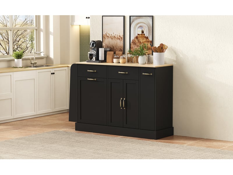  Buffet noir moderne - tiroirs variés, porte-épices externe - cuisinesalonsalle à manger  - Conforama B