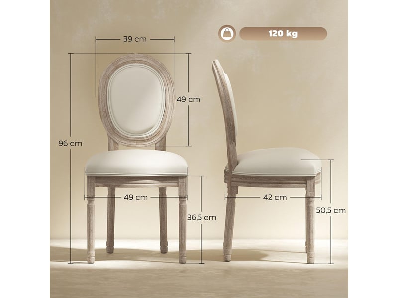  Lot de 2 chaises de salle à manger tissu aspect lin et bois 49 x 56 x 96 cm  - Conforama C